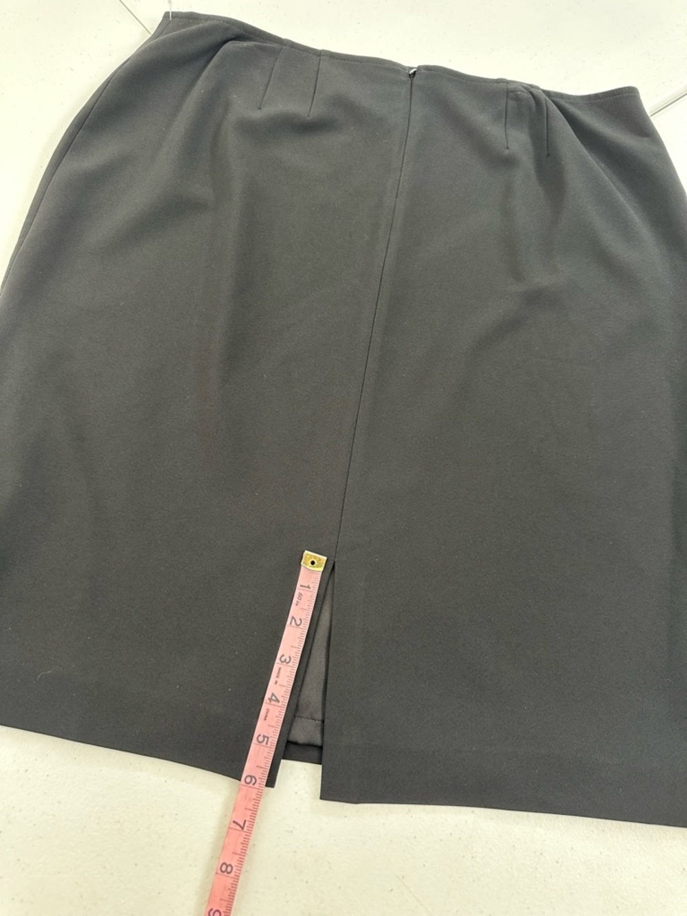 St John Caviar Straight Tailored Black Skirt Silk Lined Career Classic Luxury 16 - Picture 7 of 12